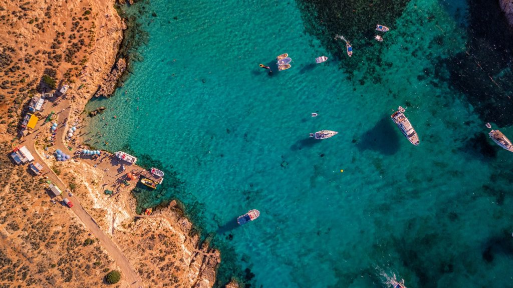 Blue Lagoon na Comino z lotu ptaka