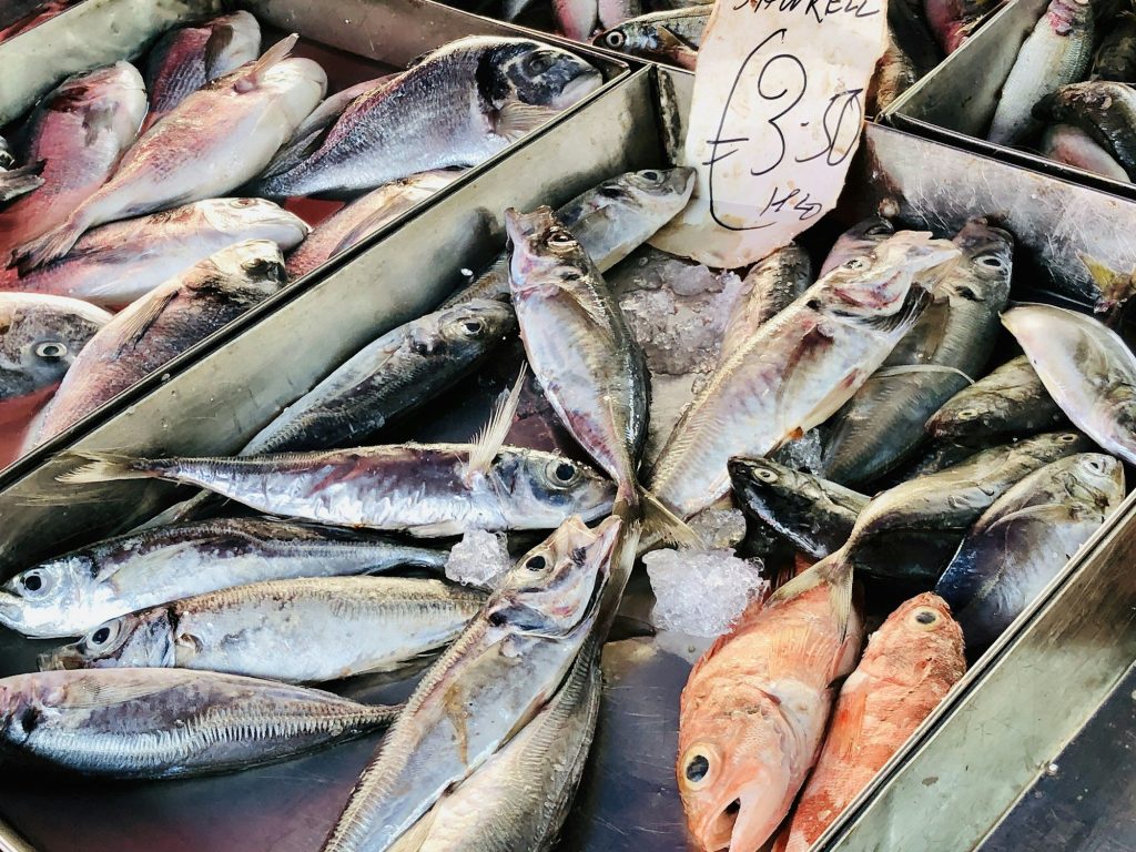 Świeże ryby na straganie targu rybnego w Marsaxlokk